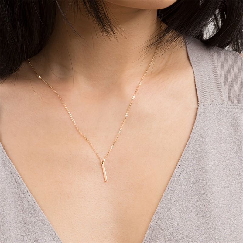 Women's Minimalist Elegant Stainless Steel Geometric Rectangle Pendant Necklace